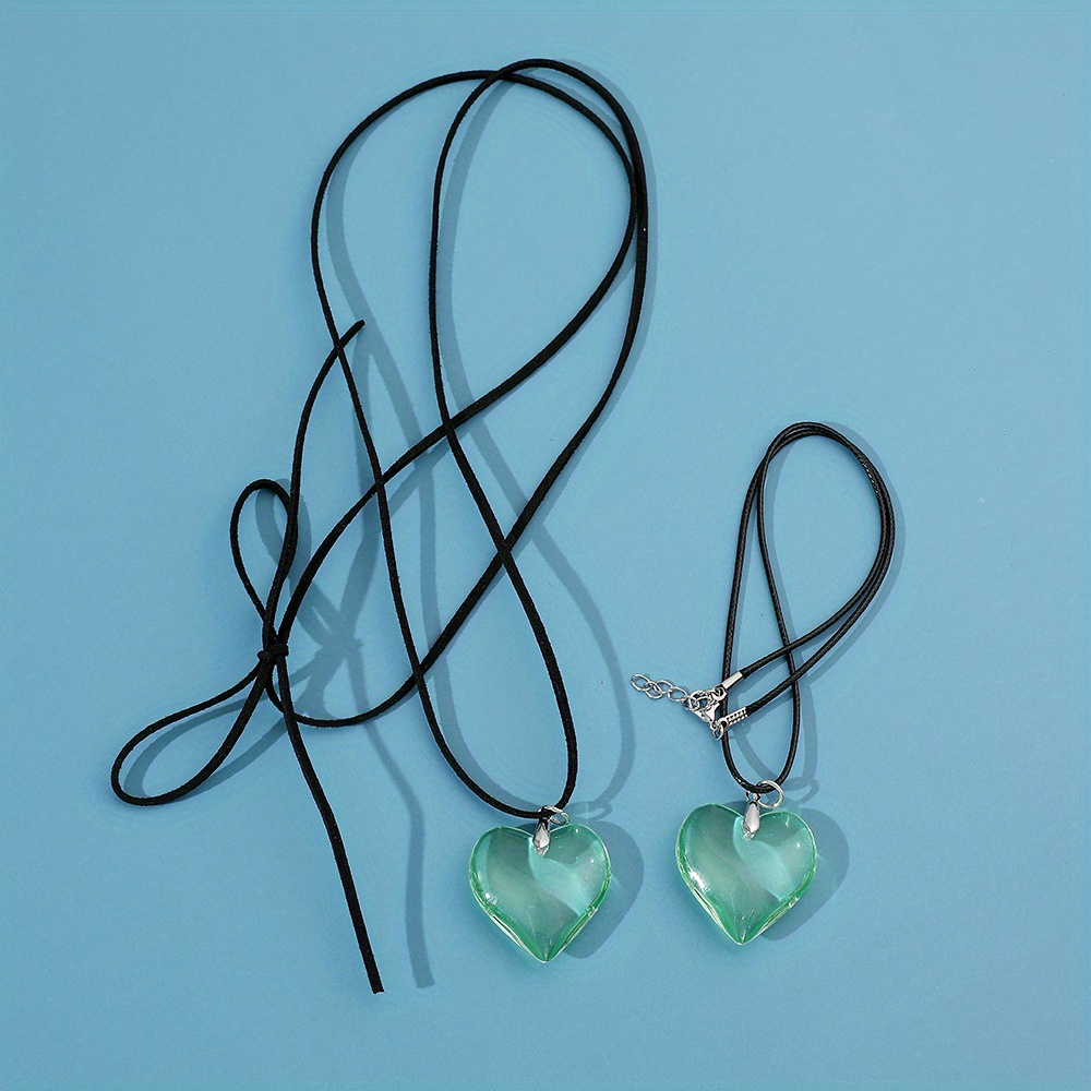 Heart pendant necklace punk velvet wax rope chain y2k vintage choker