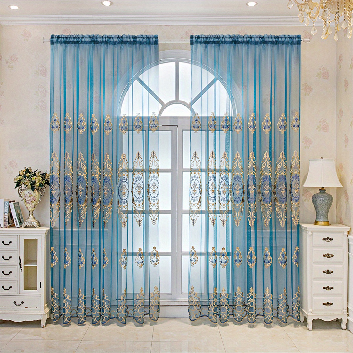 1pc european style rhombus embroidery sheer curtains modern geometric translucent embroidered window sheers rod pocket yarn curtain panels for living room bedroom decor details 8