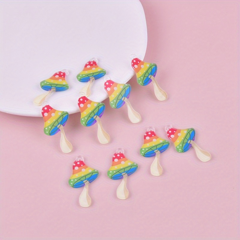 Rainbow Mushroom Charms Necklace 