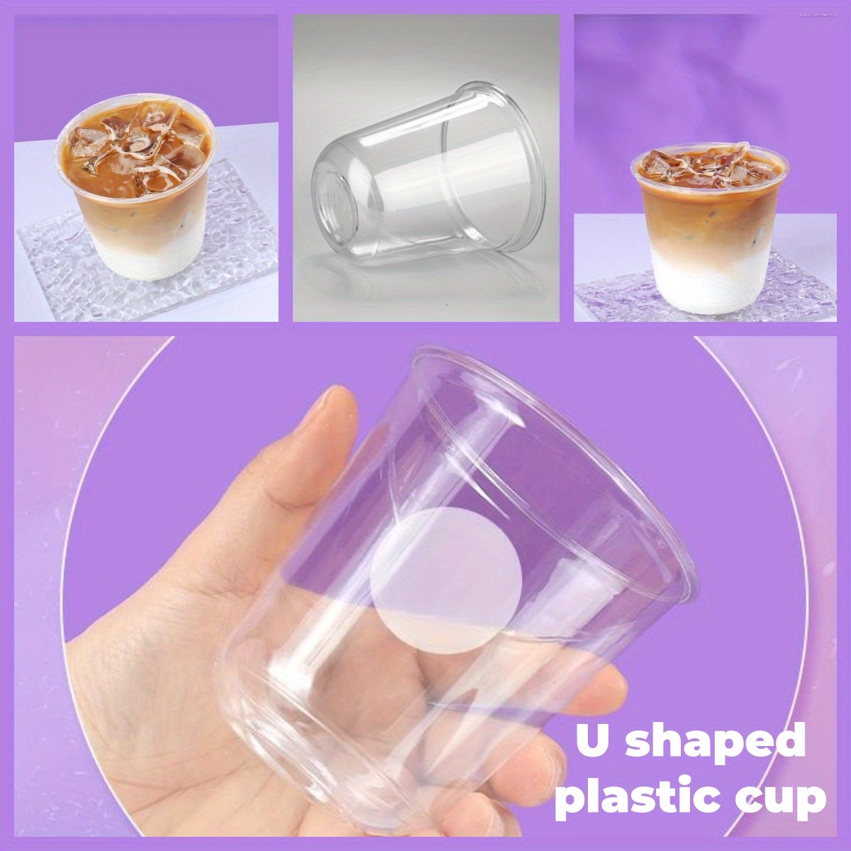 Vasos de PET transparentes con tapas de cúpula para café helado, batido,  bebidas frías, tazas de beb…Ver más Vasos de PET transparentes con tapas de