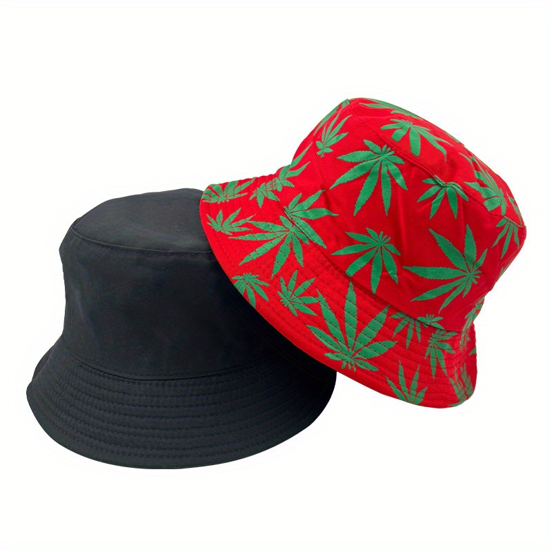 New Leaf Bucket Hat Korean Version Duplex Prints Versatile Travel Sun Visor  Hat For Men And Women Fashion Printing Basin Hat - Temu