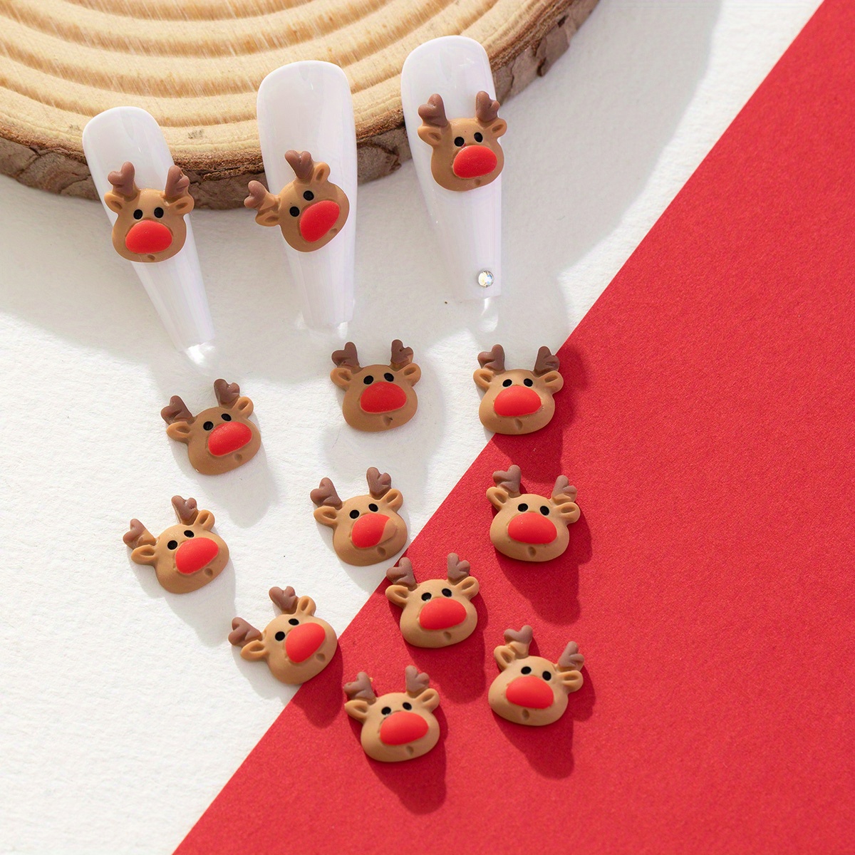 Resin Little Nail Decoration Diamond. Christmas Cartoon Head Nail Decoration, Diy Handmade Jewelry 10pcs