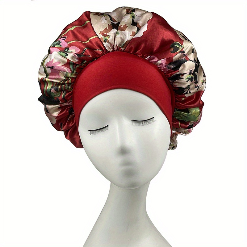 Bonnet Long En Satin Imprimé Fleur Avec Bouton Bonnets De - Temu France