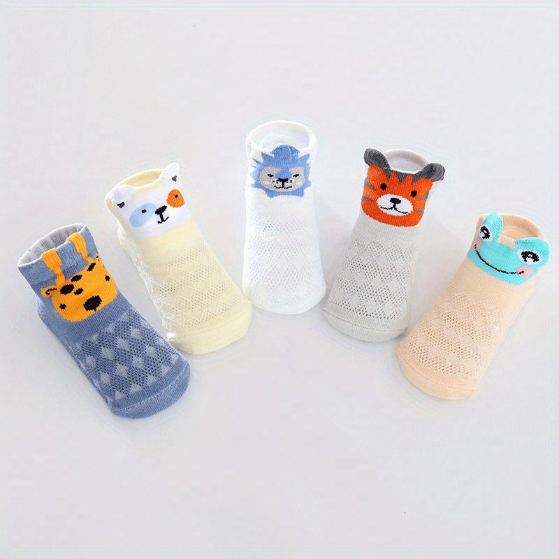 5pairs Baby Girls Cotton Animal Pattern Short Socks For Summer