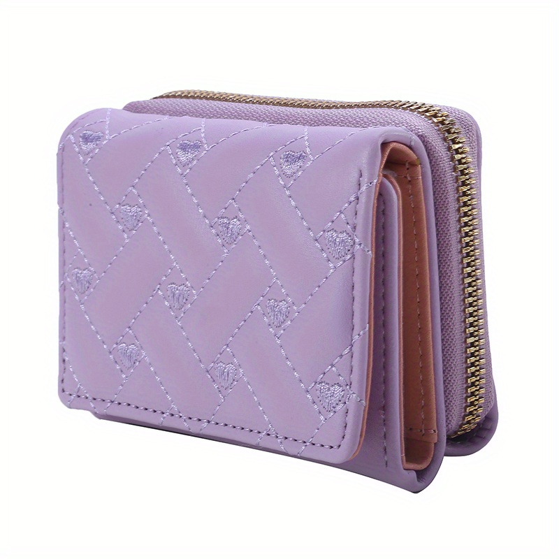 Heart Embroidered Faux Leather Wallet, Women's Small Cute Wallet With Multi  Card Slots - Temu