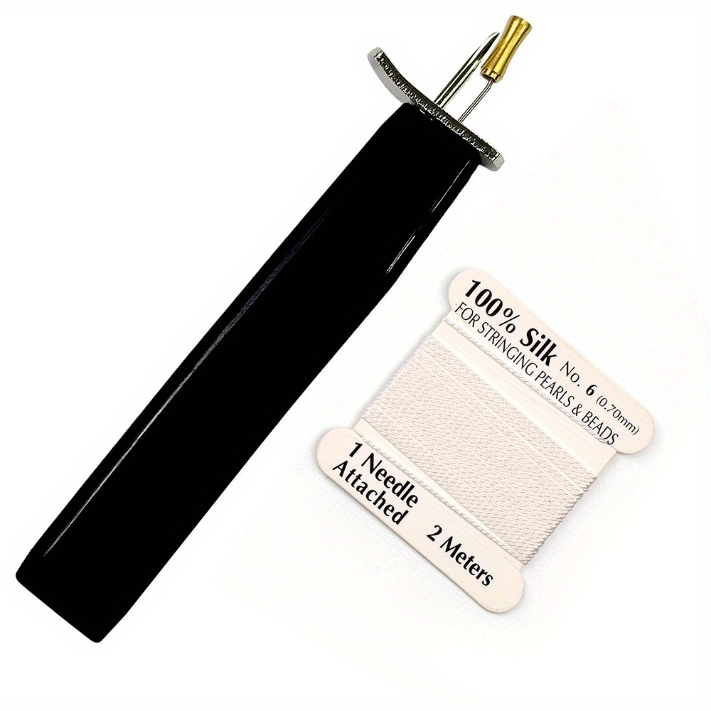 Black Beading Knotting Tool With 1 Card #6 White Silk Cord - Temu