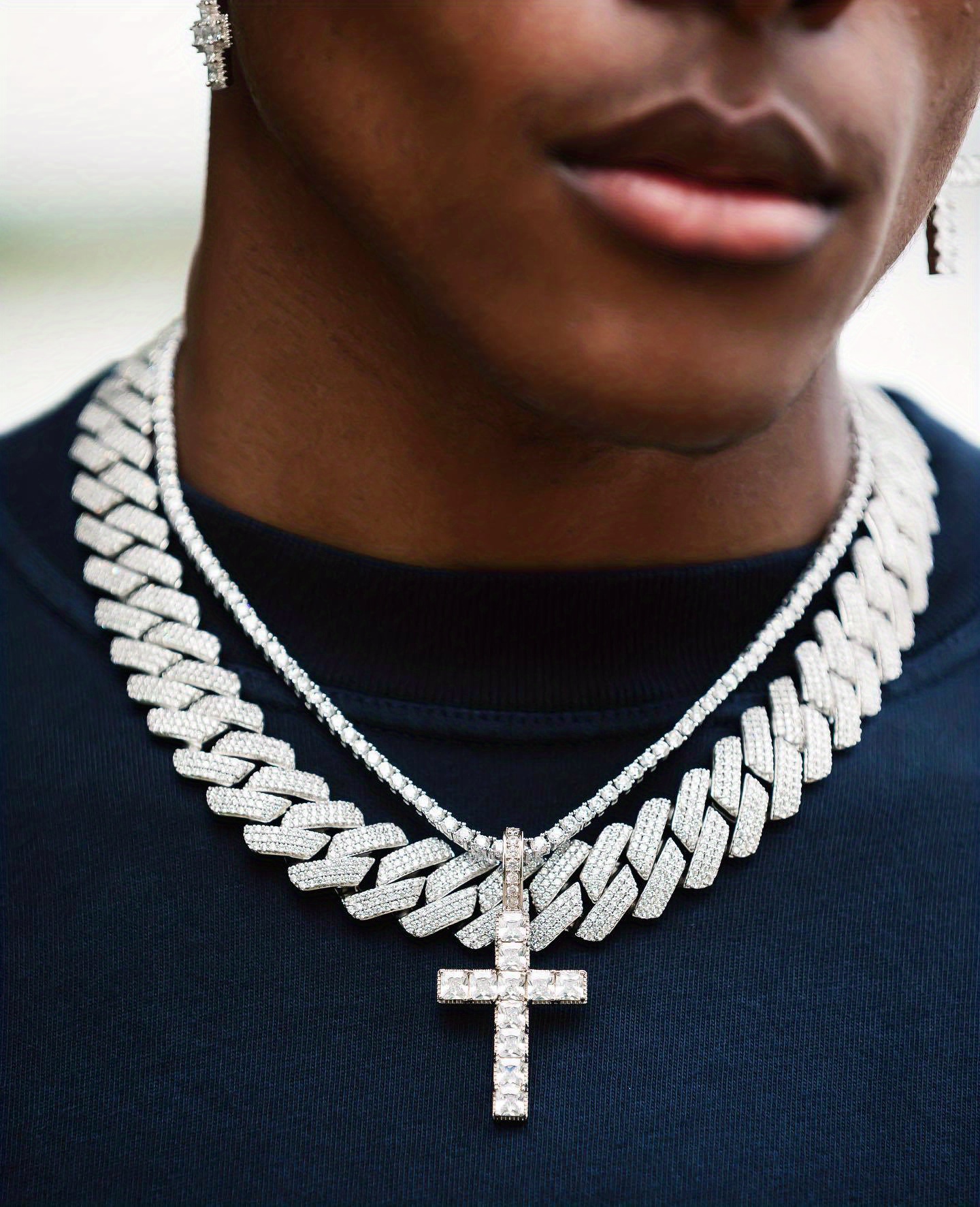 1 szt. 20mm Lodowa Kolczasta Łańcuch Kubański, Męski Luksusowy Złoty Naszyjnik Miami Cuban Link, Biżuteria Hip Hop Fashion Unisex, Prezent na Dzień Ojca szczegóły 9