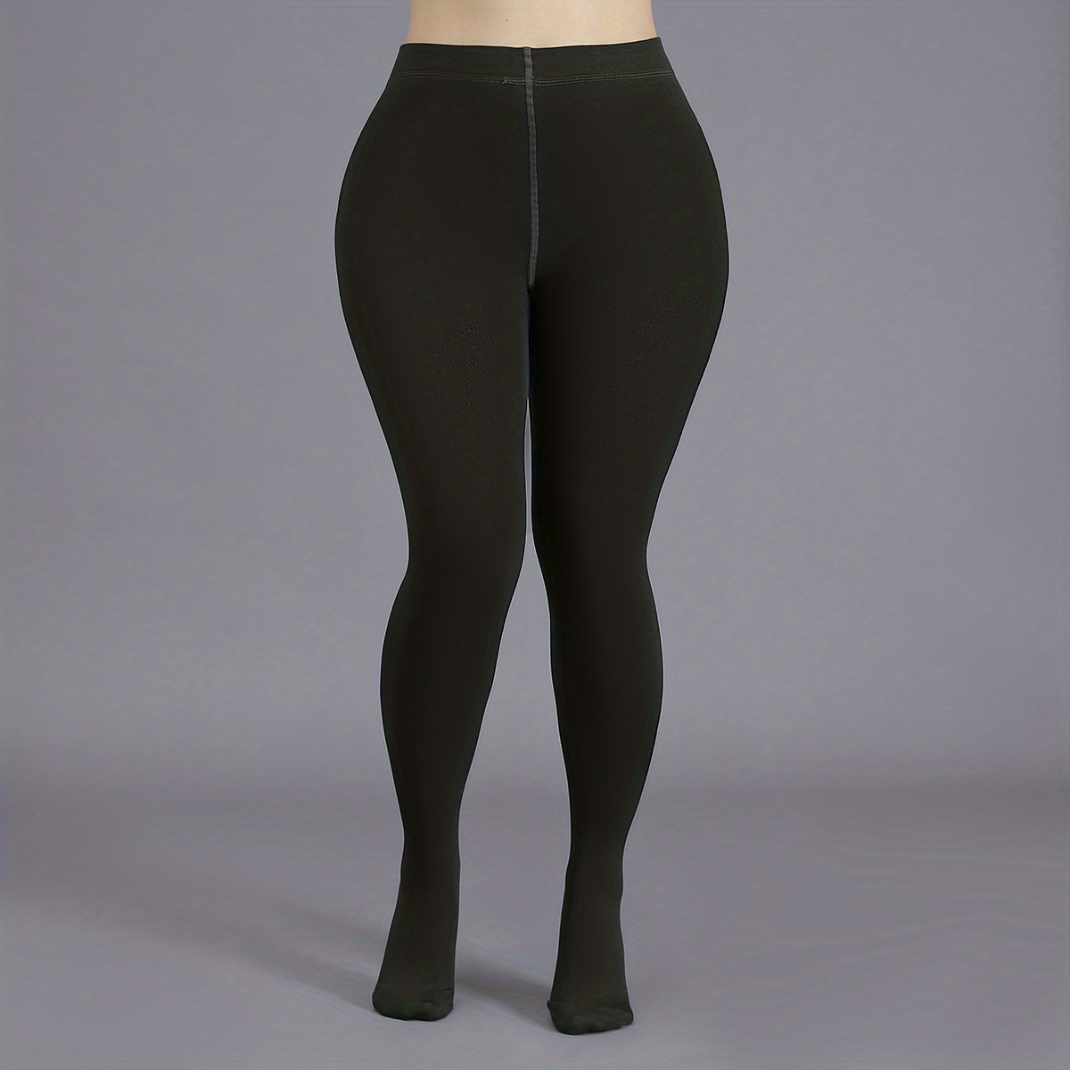 Plus Size Casual Pantyhose 0xl 2xl Women's Plus Solid Plush - Temu Canada