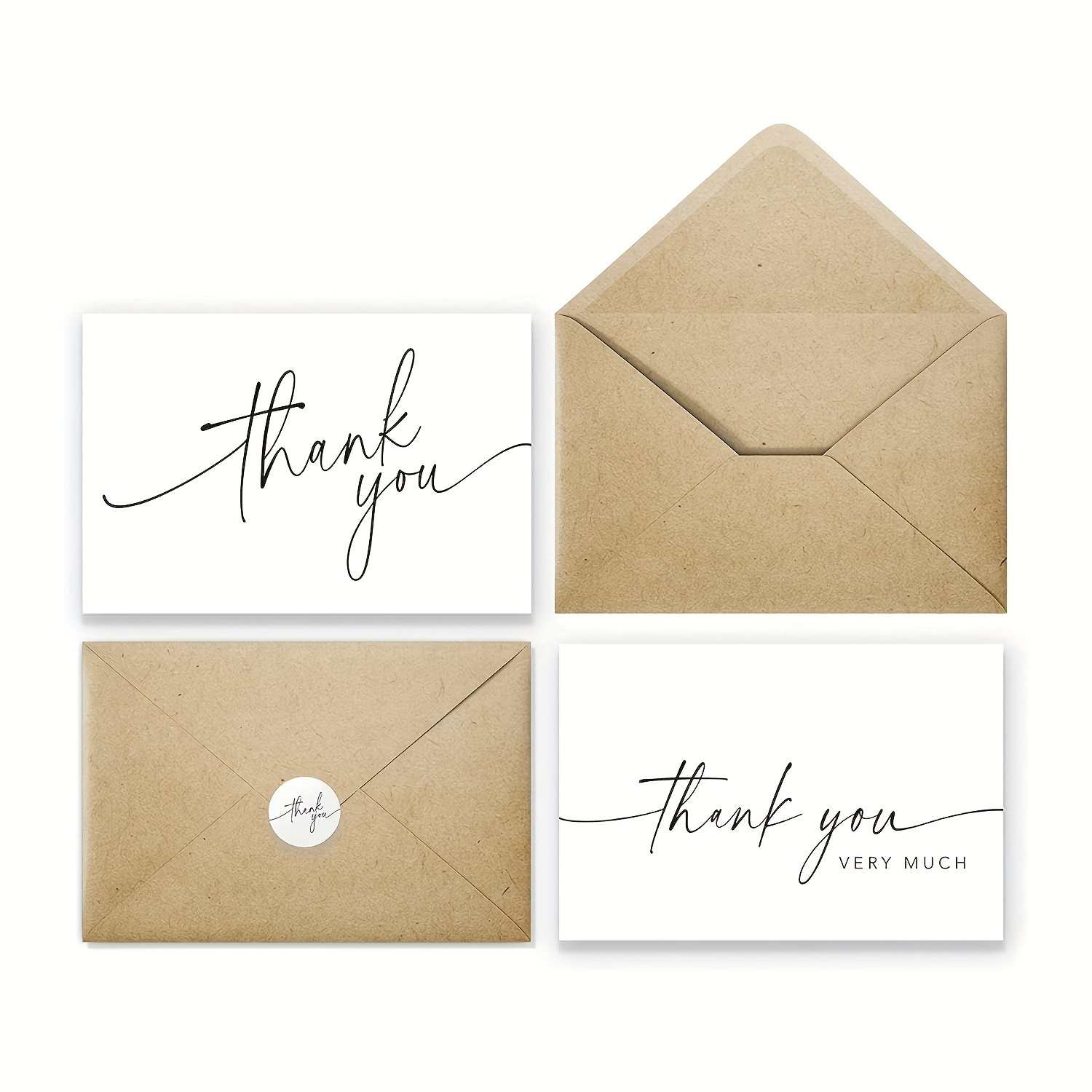 Thank You Cards With Kraft Envelopes And Matching Stickers - Temu