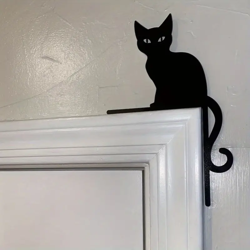 Decoración con forma de gato para esquina de puerta, decoración de esquina  de puerta de Halloween, arte de pared de Metal para dormitorio interior
