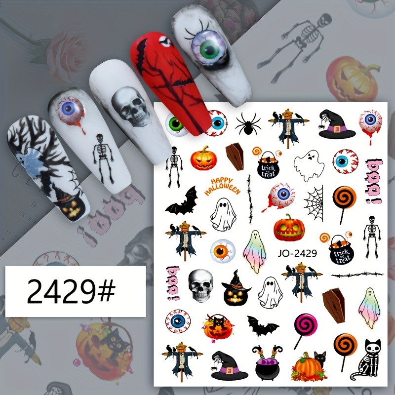 Halloween Nail Art Stickers - Ghost Pumpkin Cat Patterns