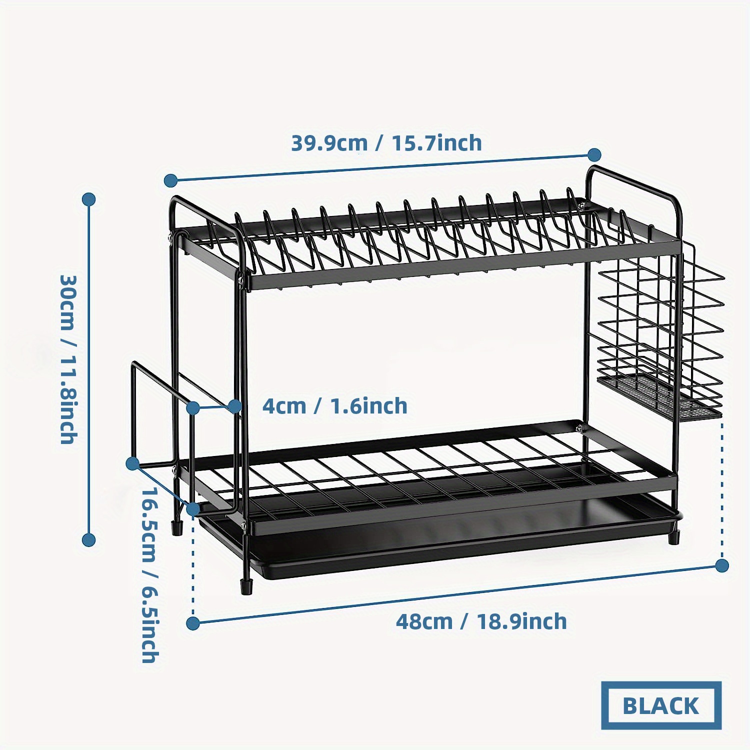 1pc 2-Tier Dish Drying Rack With Drainboard Set - Includes Utensil Holder  And Cutting Board - Perfect For Drying Dishes And Cutting Boards - Kitchen A