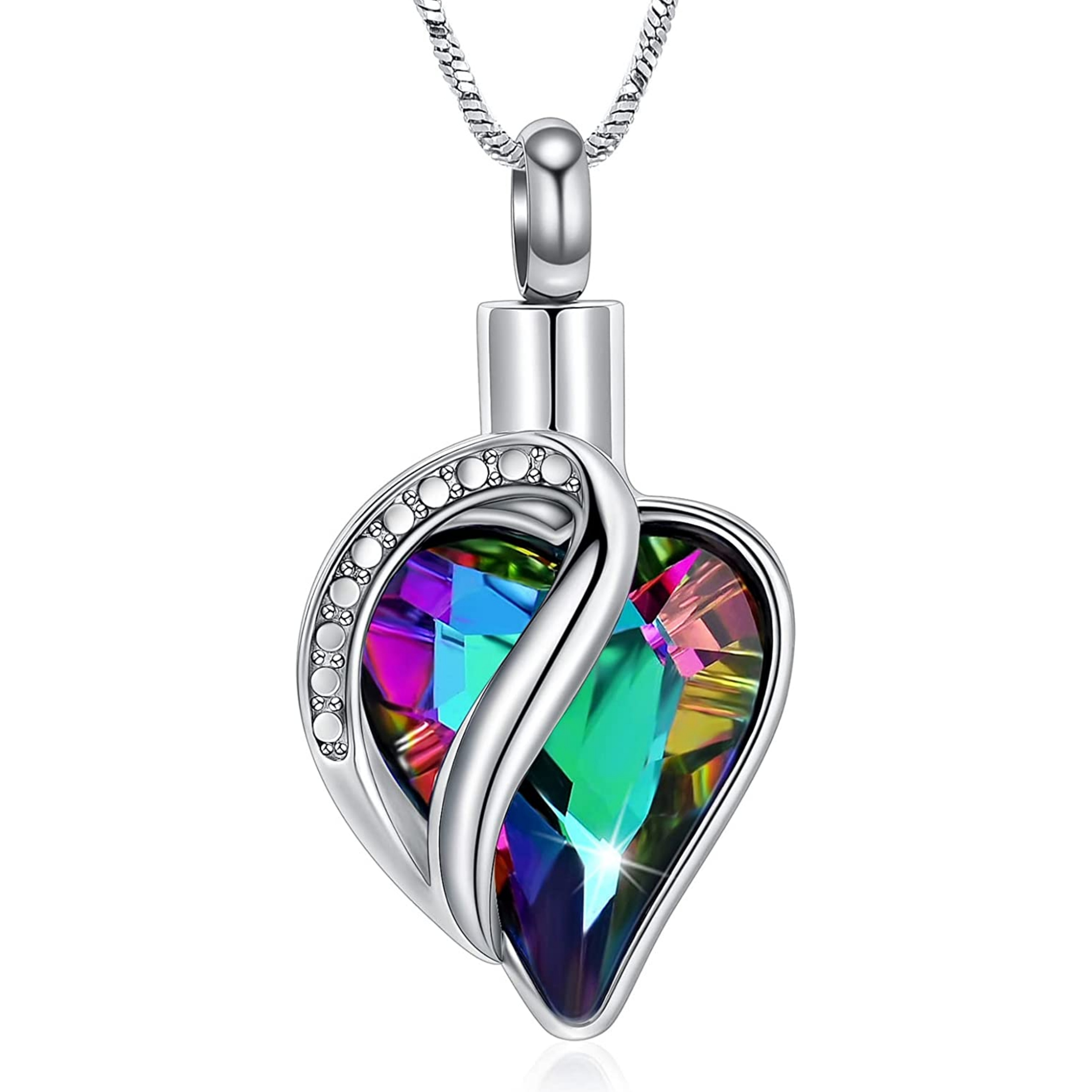1pc infinity heart crystal love pendant necklace ashes hair storage keepsake necklace halloween gift ornament jewelry for men couples women sisters student memorial animal gifts