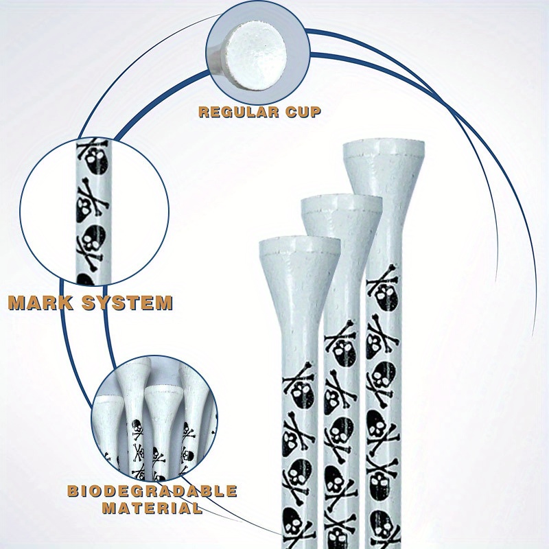 50pcs 7cm 2 76inch 3 8cm 1 5inch creative durable skull pattern golf tees details 1