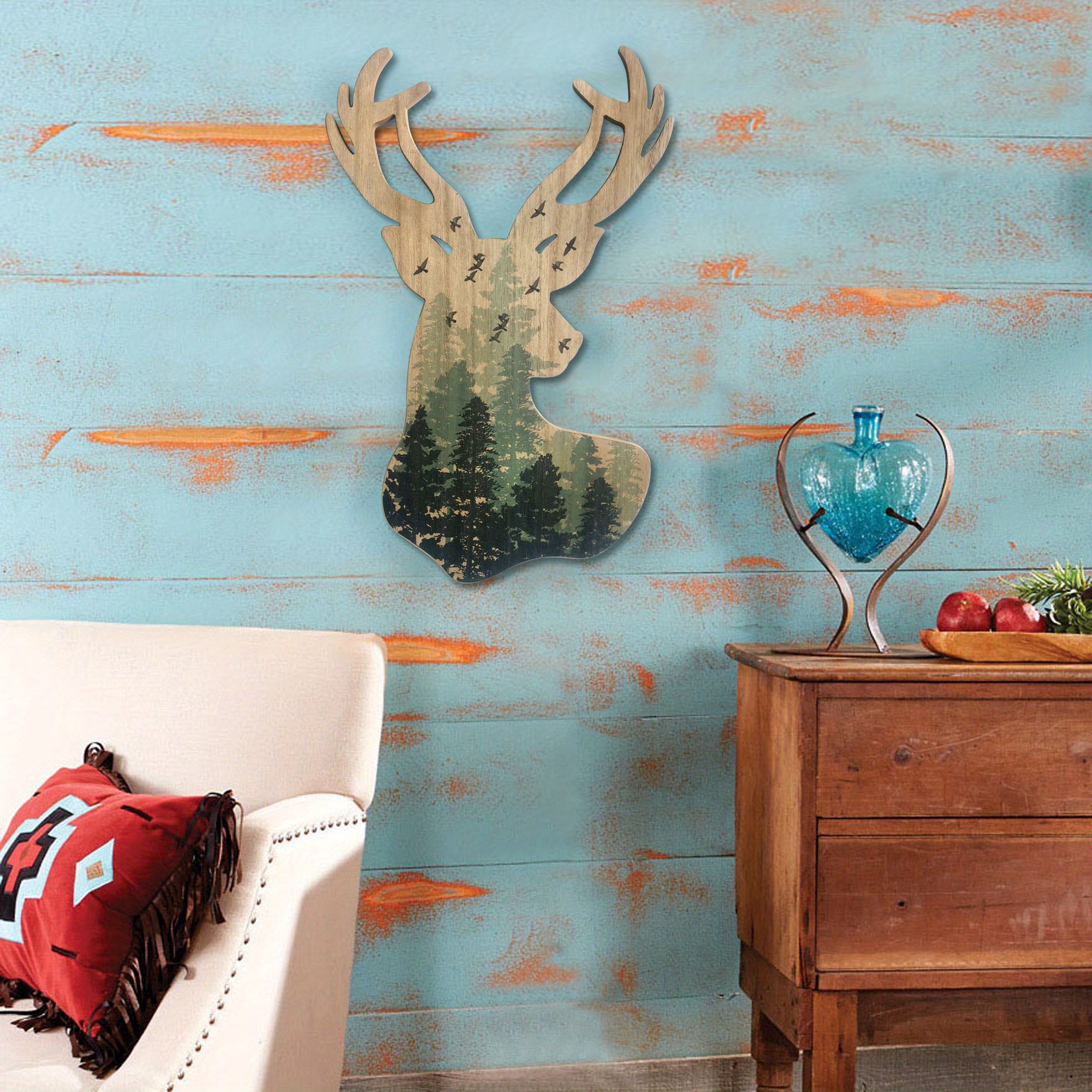 Wooden Deer Head Wall Decor Animal Statue Wall Decor Animal - Temu