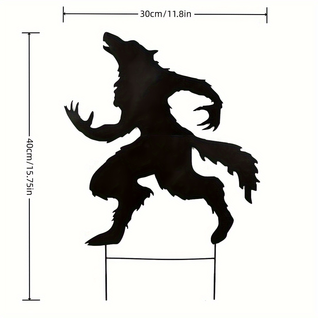 Black Metal Werewolf Silhouette Iron Decoration Outdoor Temu