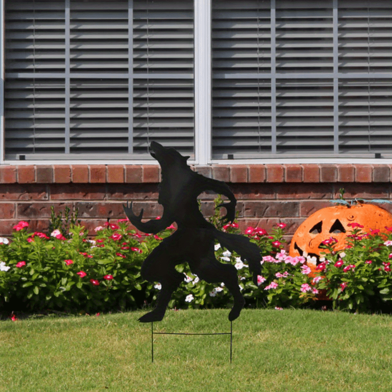 Black Metal Werewolf Silhouette Iron Decoration Outdoor Temu