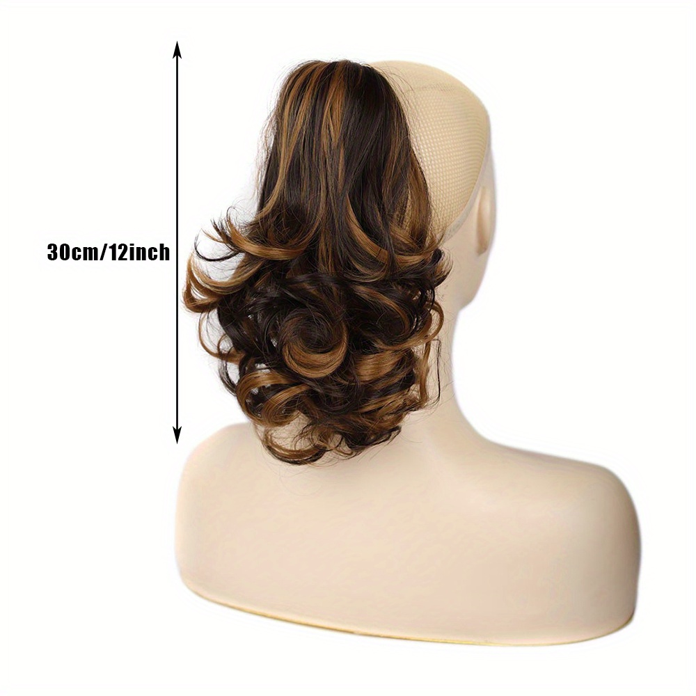 12 inch Ponytail Wig, Toupee, Hairpiece Short Curly Hair Grab Clip Ponytail Synthetic Ponytail Hair Extension Updo Wig for Women,Temu