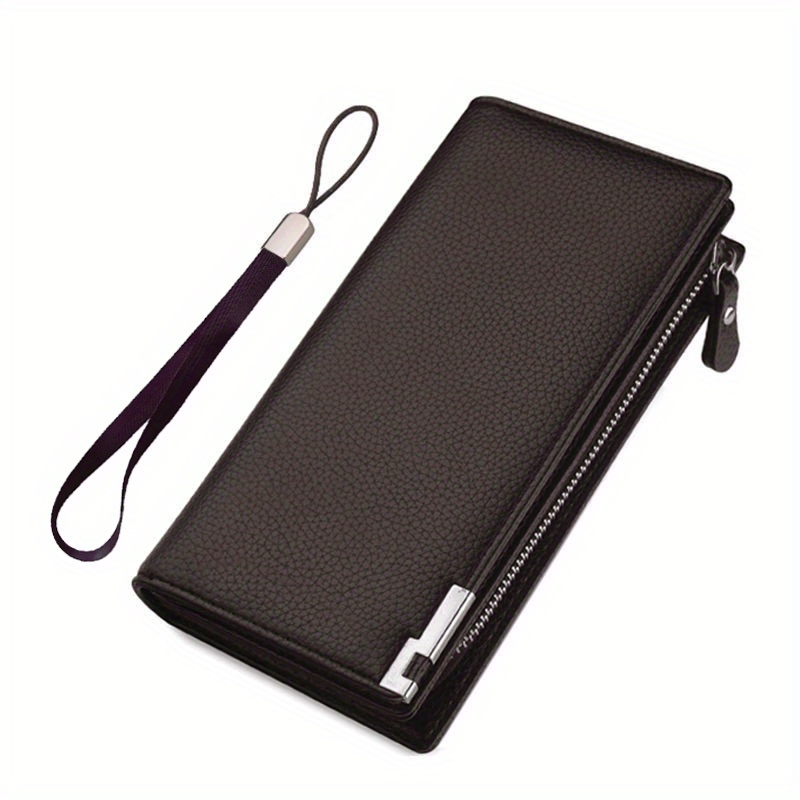1pc Men's Wallet Handbag Leather Bag Zipper Long Wallet Business Large ...