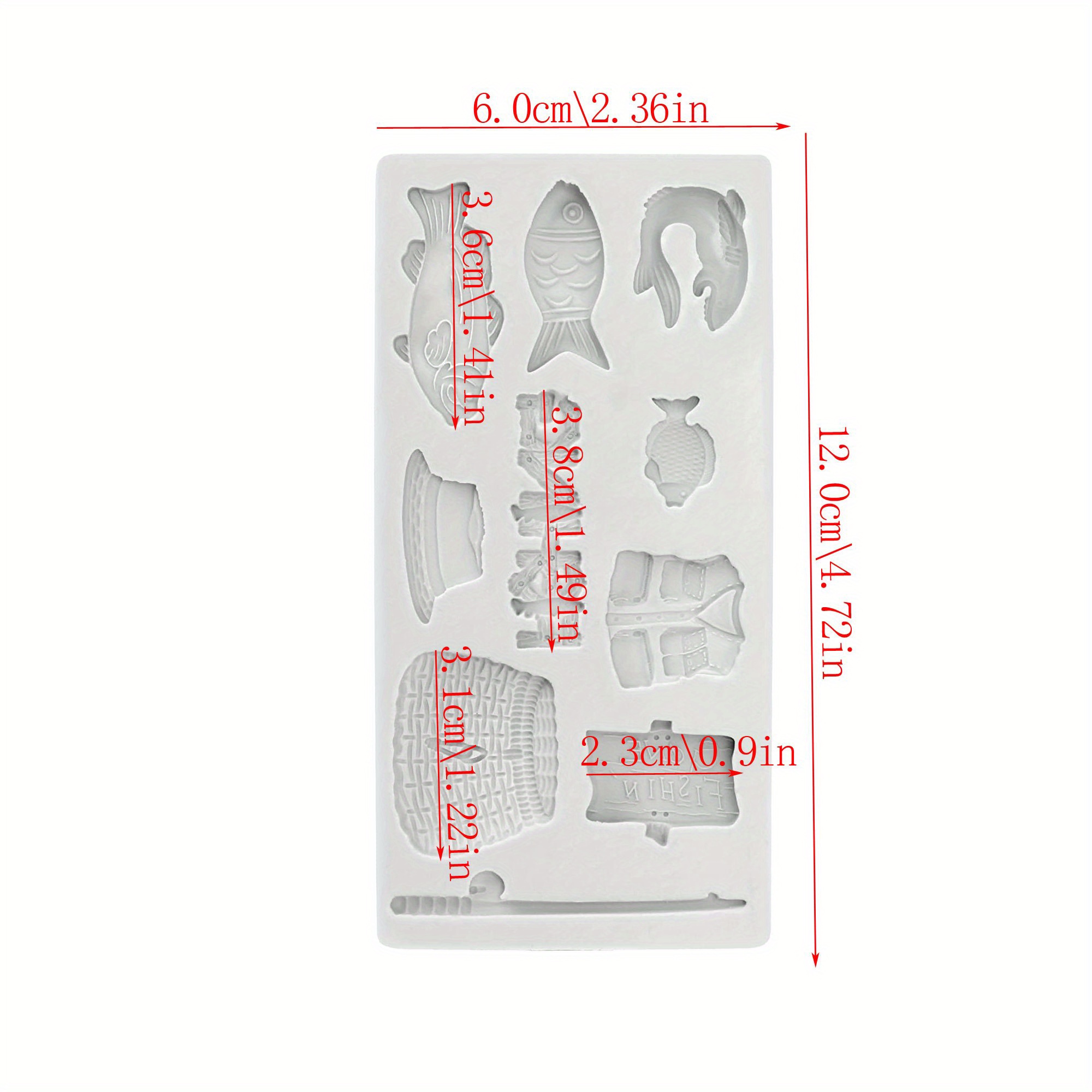 Image of Miniature Gone Fishing Silicone Mold Fondant Cake Decoration Mold Kitchen Utensils Baking Tools Cupcake Top Decoration Wedding Birthday Party Decoration Mold Reusable