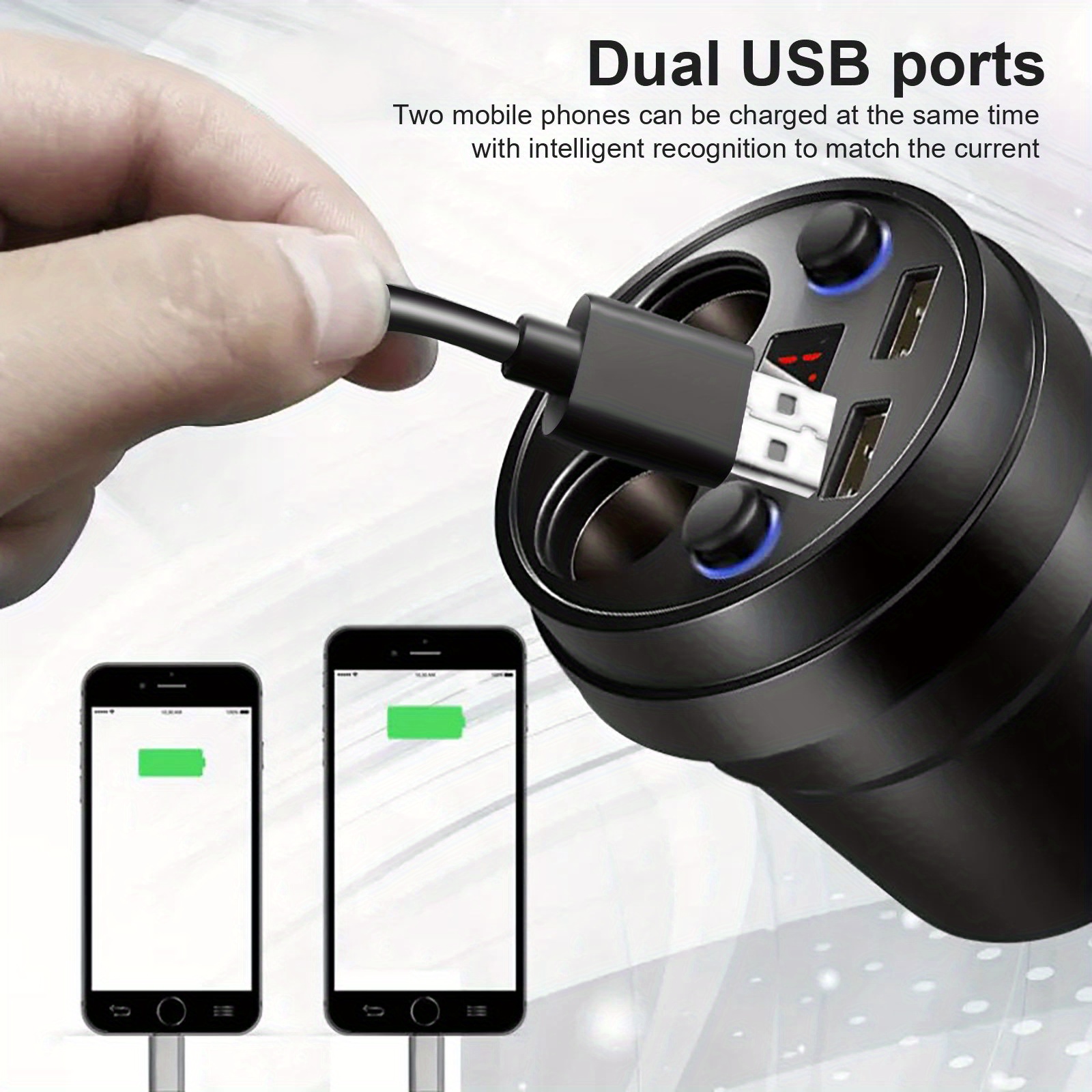Cargador de coche para iPhone paquete de 3 unidades de 24 A de doble puerto  de carga rápida encendedor USB adaptador de enchufe de coche para iPhone –  Yaxa Store