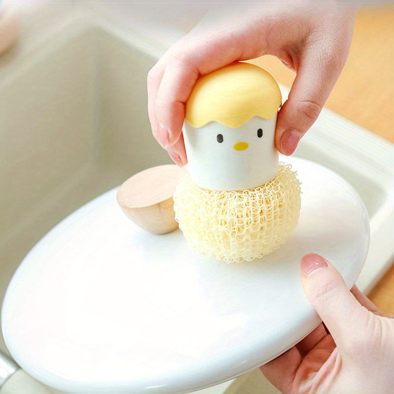 Brosse de cuisine Forme d'oeuf de poussin Dessin animé mignon Nano Boule de  nettoyage Cuisine Brosse de lavage de casserole durable, brosse de nettoyage  de casseroles et bols avec poignée