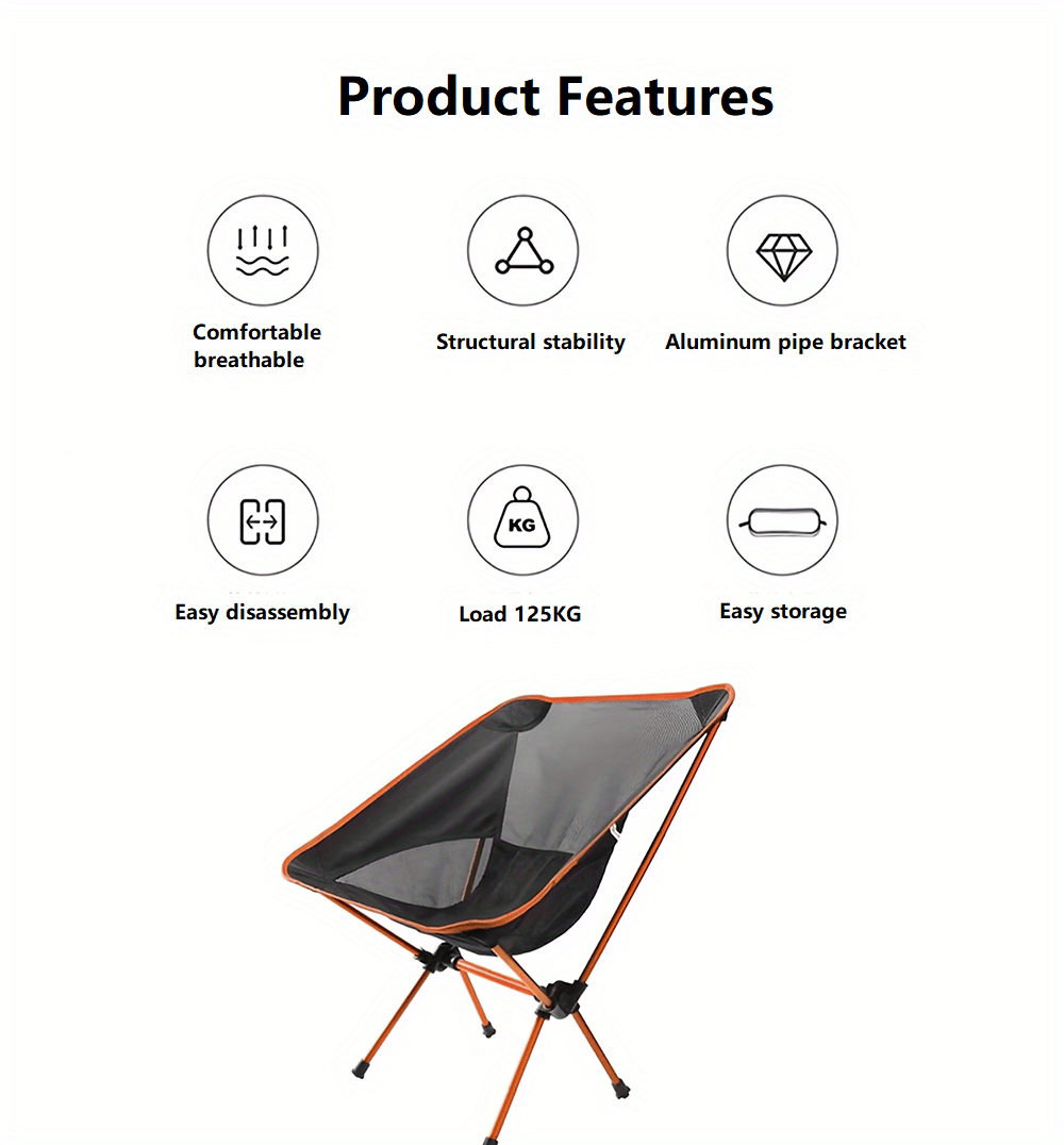 Folding Camping Chair Lightweight Backpacking Chair Portable Outdoor  Folding Chair Aluminum Alloy Ultralight Fishing Chair With Carry Bag For  Camping Hiking Gardening Beach Travel And Picnic Portable Outdoor Folding  Chair 900d Oxford