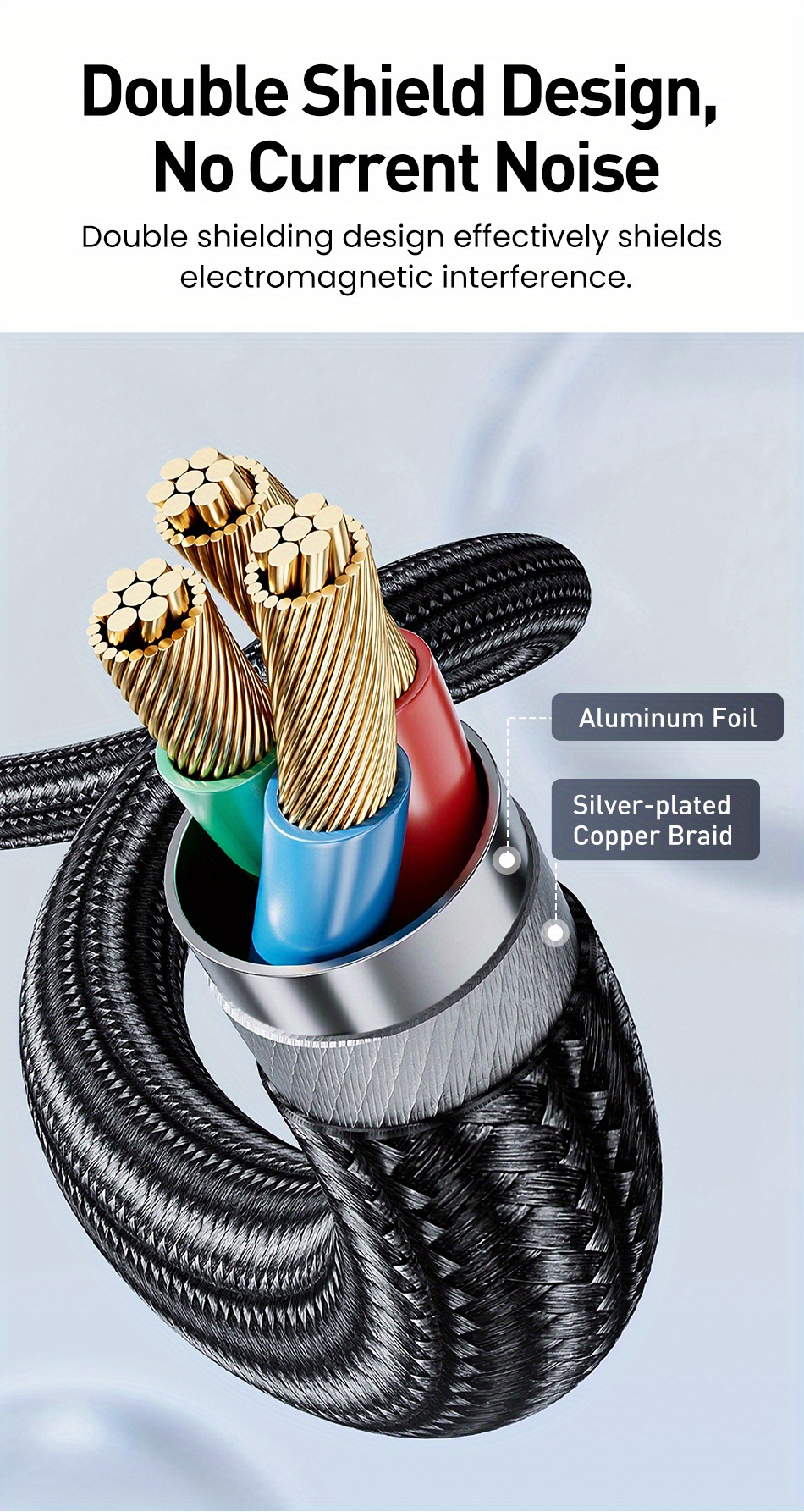 Rocoren 3.5mm Audio Cable Nylon Braided Aux Cord Cable Male To Male Stereo Hi-Fi Sound For Headphones Car Home Stereos Speakers Tablets Compatible With IPhone/iPad/iPod Echo & More