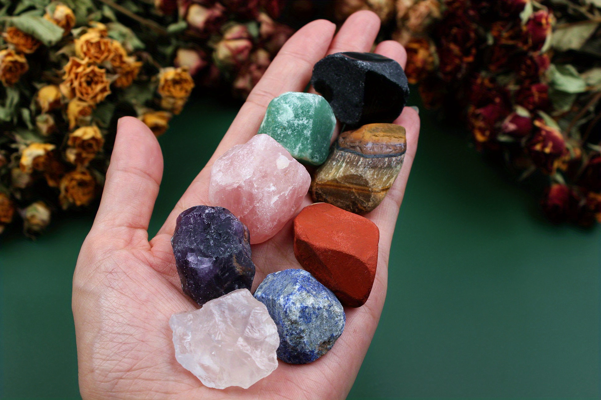  Healing Crystals Set, 23pcs Natural Healing Stones for  Meditation Reiki, 7 Tumbled and 7 Raw Crystals for 7 Chakra Balancing, with  Amethyst Cluster, Moon Tray, Rose Quartz Crystal Pendulum, Selenite 