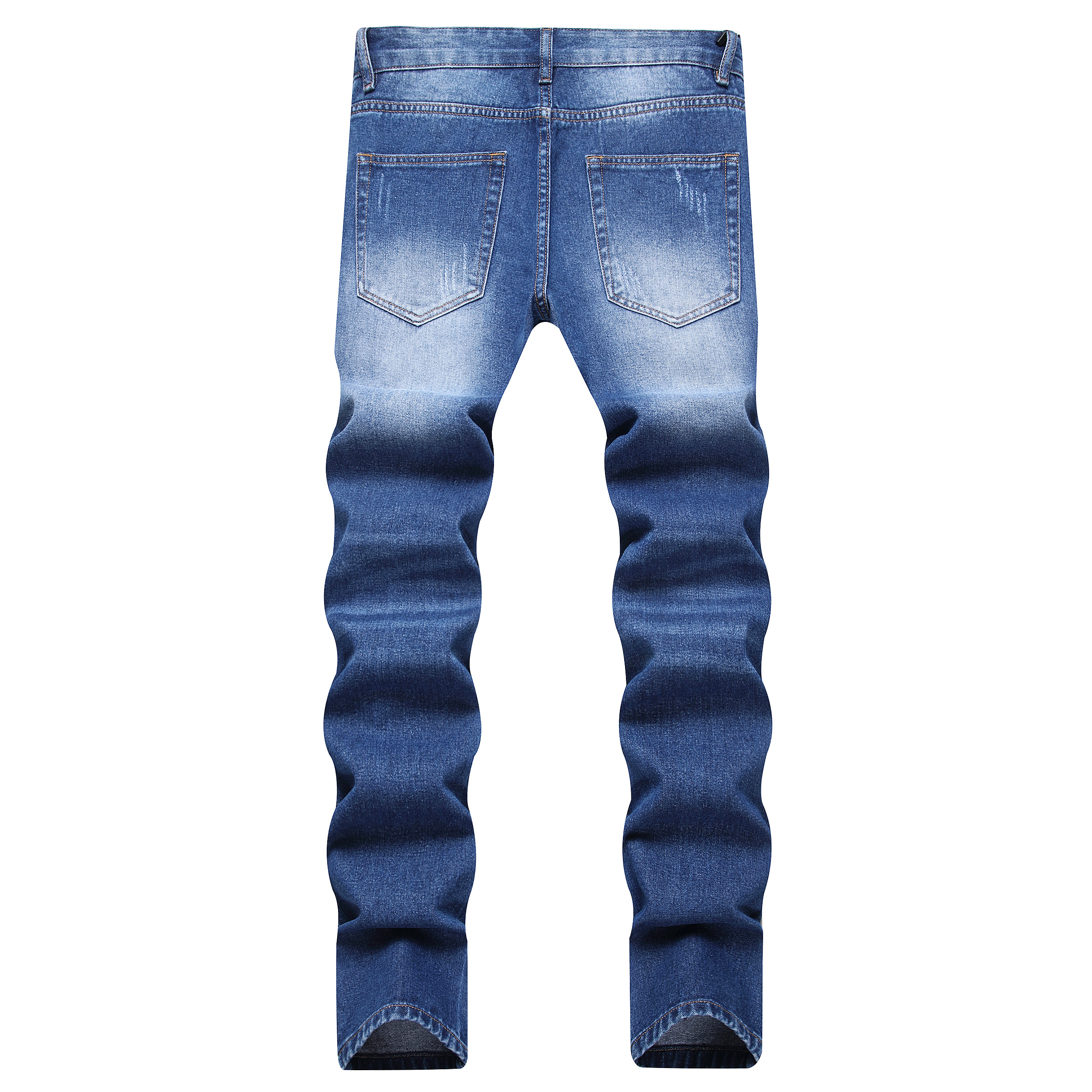 Men's Personalized Ripped Jeans, Cotton Solid Denim Pants For Males ...