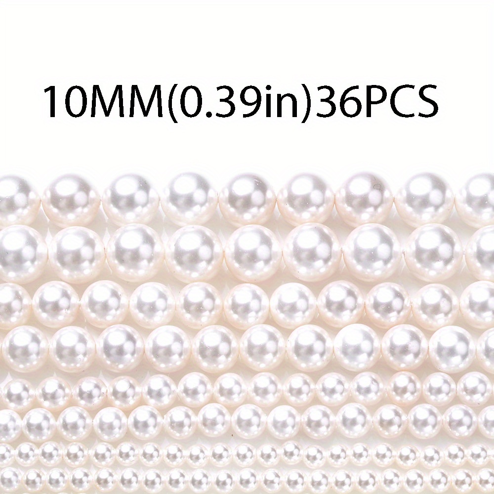 White Matte 14mm Round Large Hole Plastic Beads (36pcs)