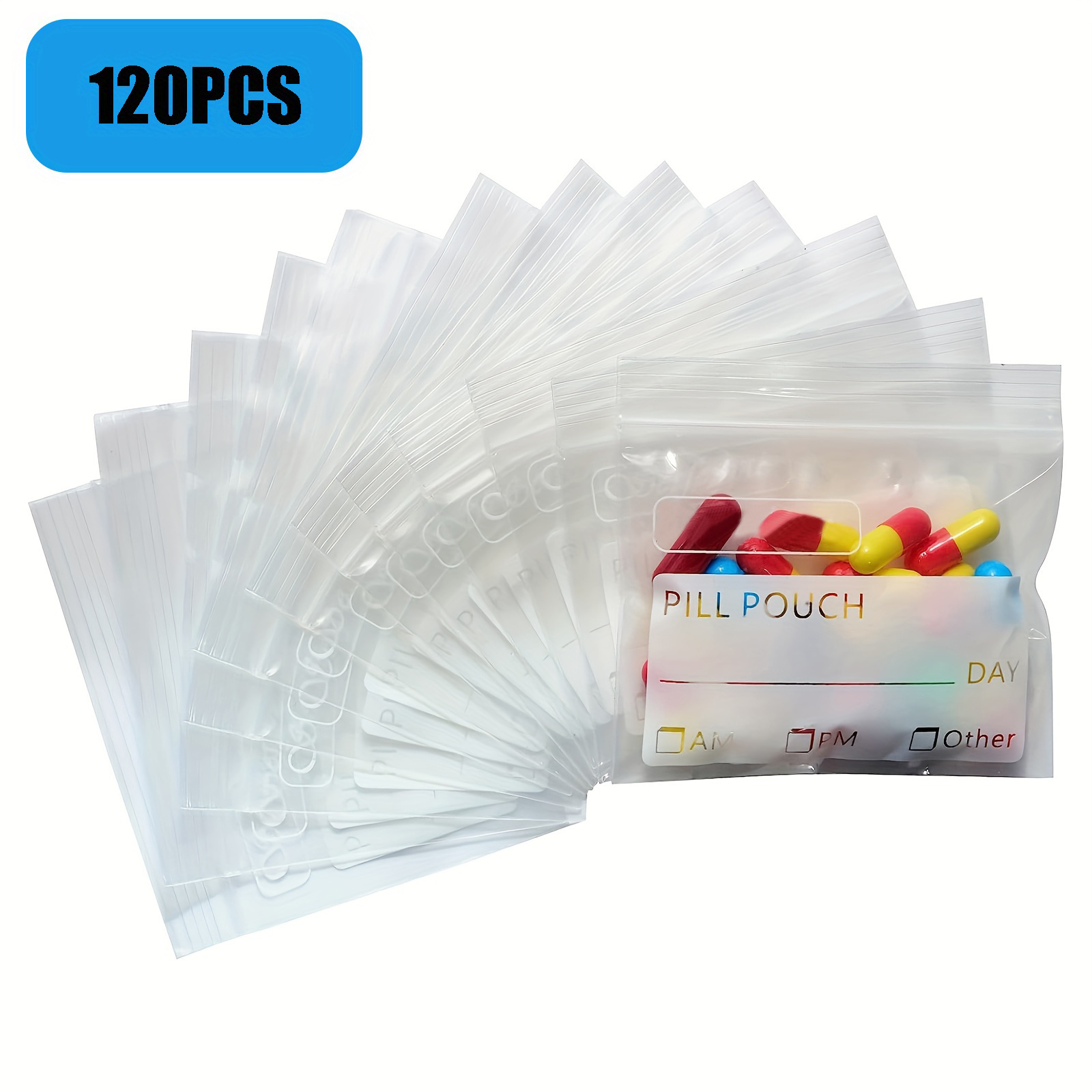 30 60 120 Pack Pill Pouch Bag 3 2 75inch Pill Organizer Plastic Travel  Vitamine Bags