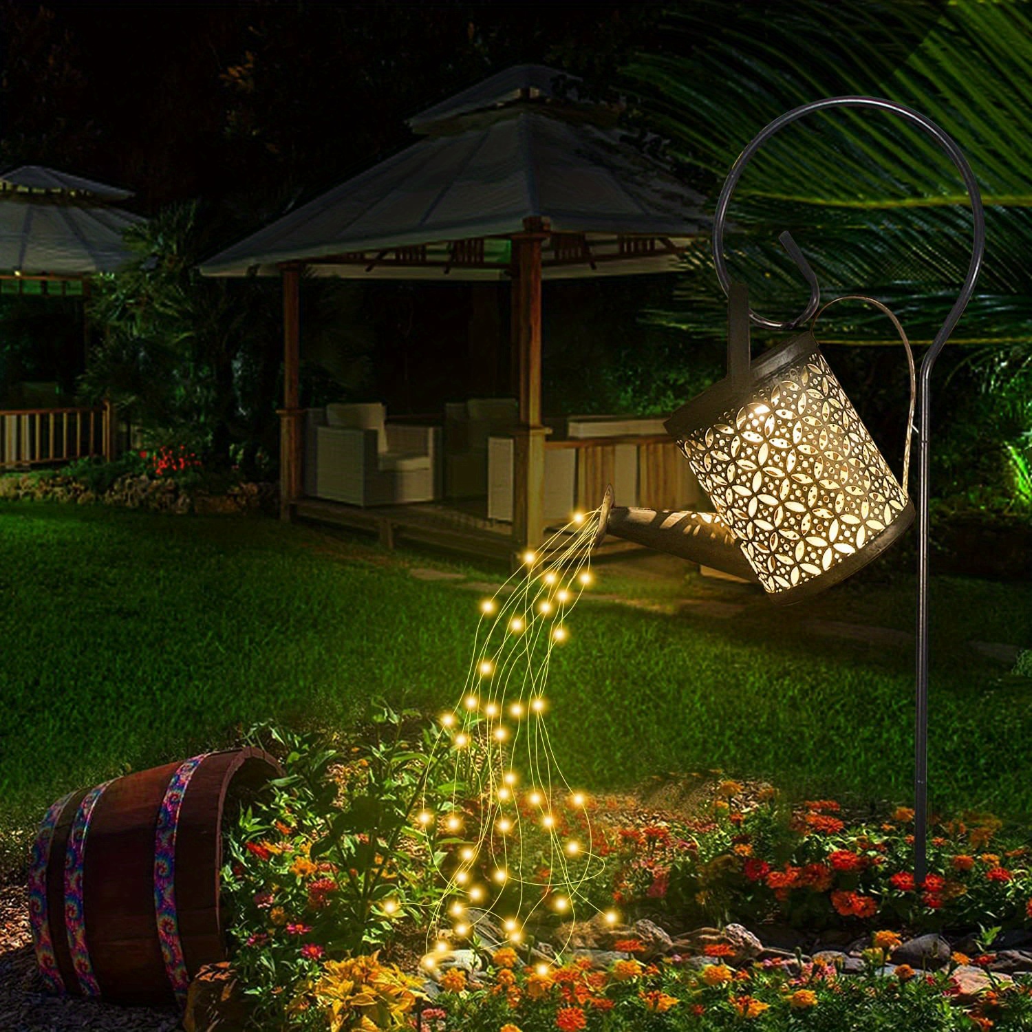 1 pza Regadera solar con luces para exteriores, decoración de jardín grande  con luces solares, luces solares en forma de cascada, a prueba de agua, pa