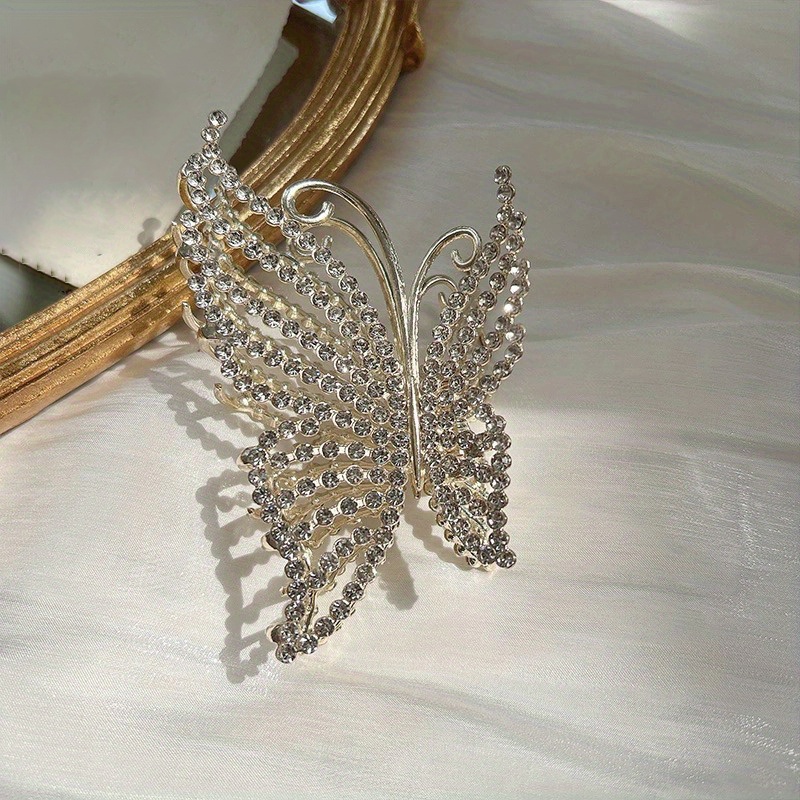 Golden Butterfly Crystal Hair Claw Clips