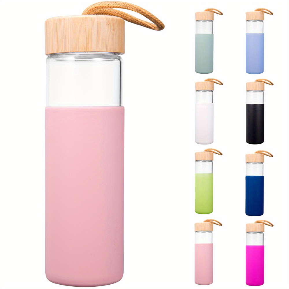 Reusable Borosilicate Glass Water Bottle with Silicone Sleeve, Bamboo – The  Conscious Shop