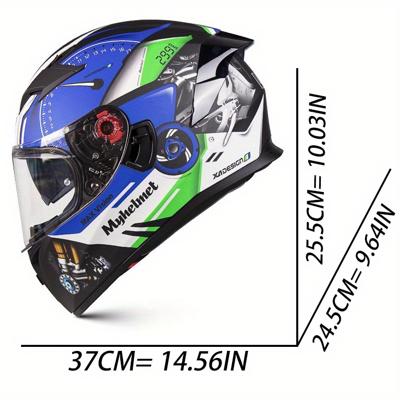 Casco De Motocicleta De Moda Para Hombres, Protección Efectiva Y Segura  Para La Cabeza, Casco Integral Con Impresión De Personalidad, Lente Genial  Inc