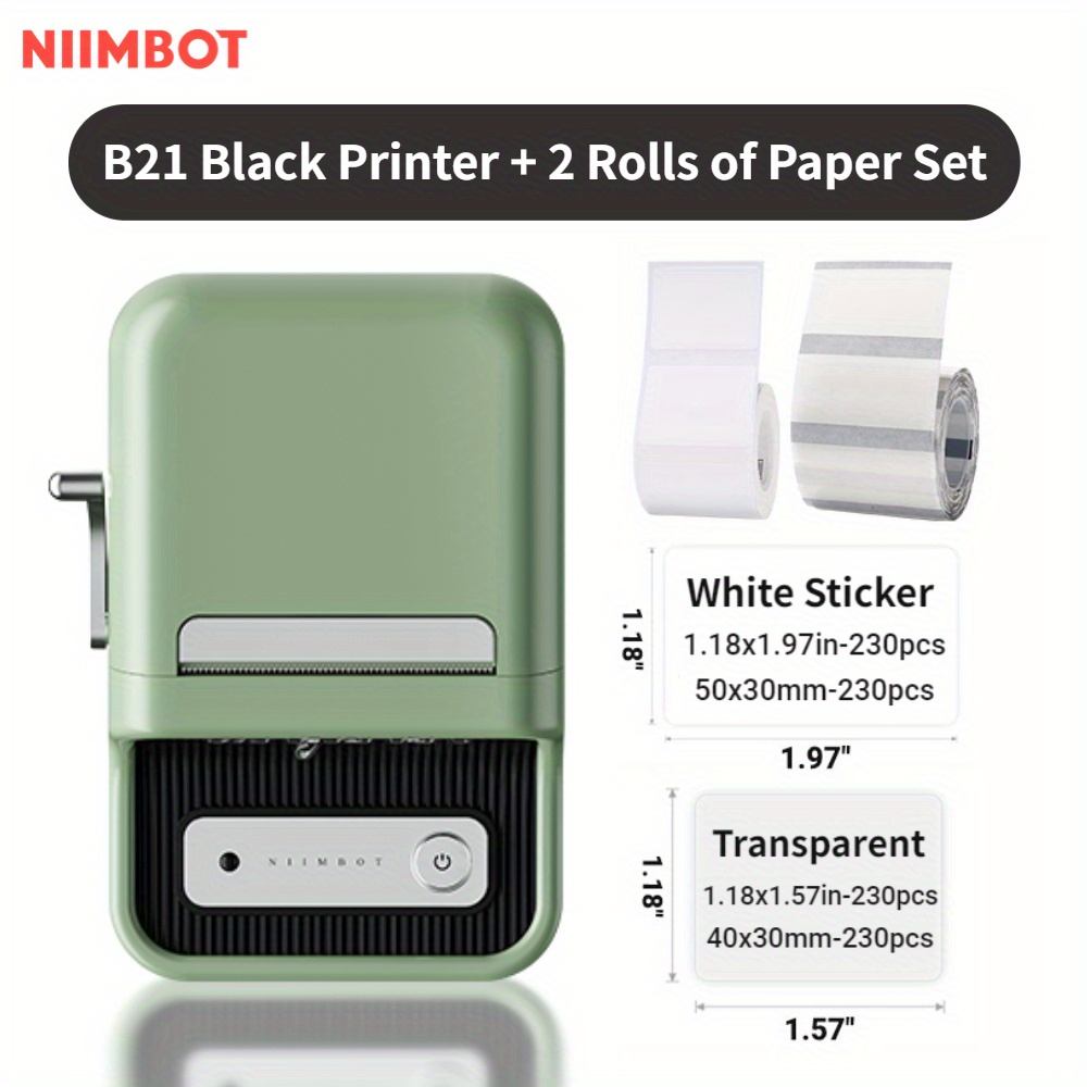  NIIMBOT B21 Label Maker, Thermal Label Printer, Portable  Inkless Label Makers for Home/Office/Business, with 1 Pack 50x30mm White  Label, Compatible with iOS & Android, (White) : Office Products