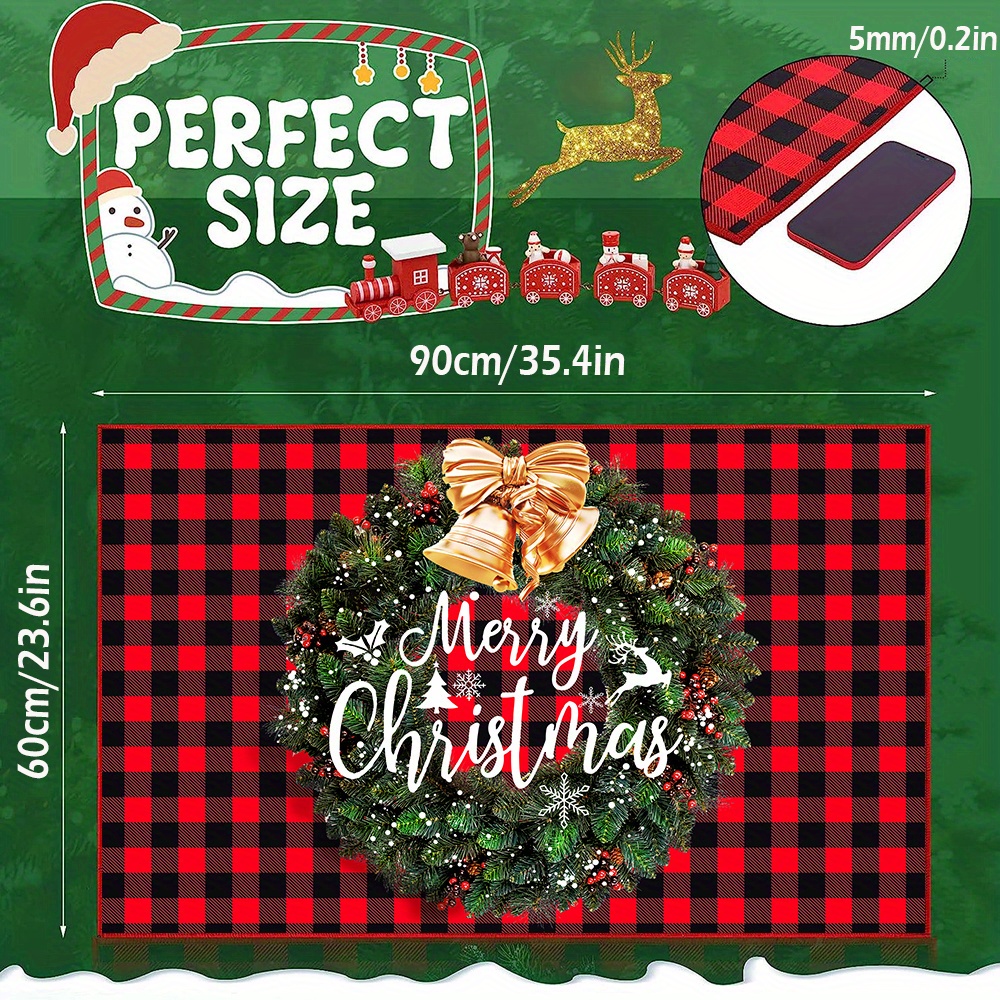 Merry Christmas Winter Red Black Plaid Front Door Mats - Temu Germany