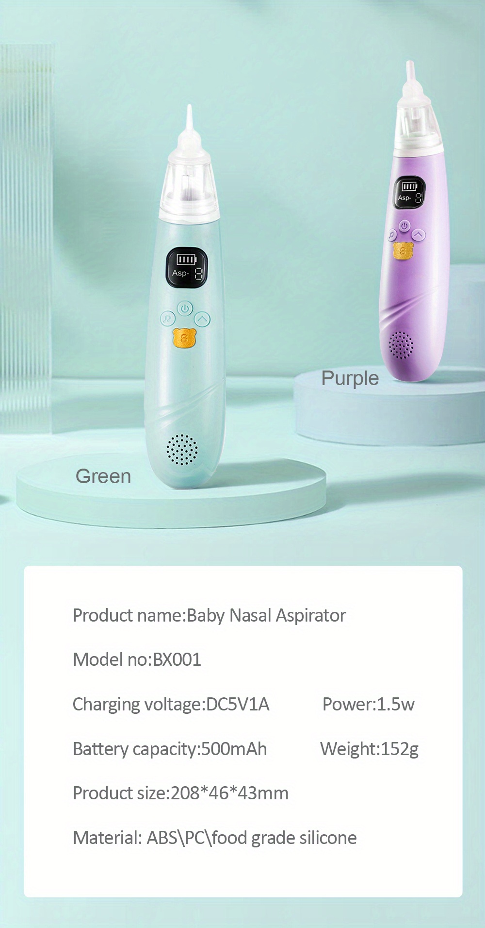 Aspirador Nasal Electrico Para Bebes Limpiador Nasal Bebe Color Azul Marino