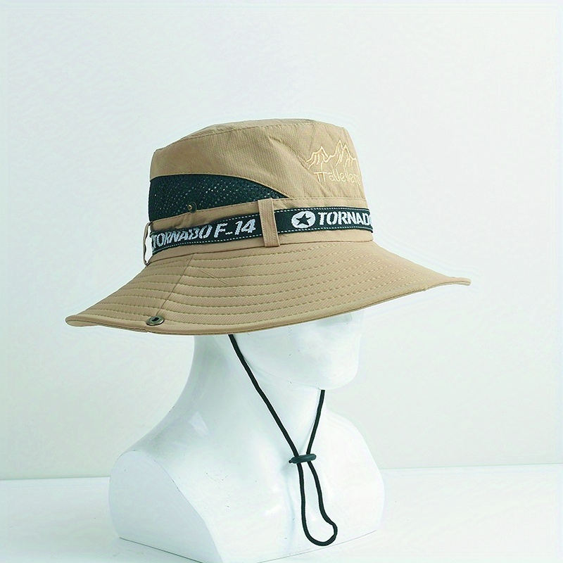 Drawstring Bucket Hat Water Repellent Mesh Breathable Foldable Uv