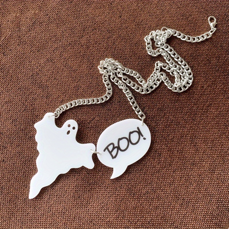 Acrylic White Ghost Pendant Necklace Halloween Best Friend - Temu ...