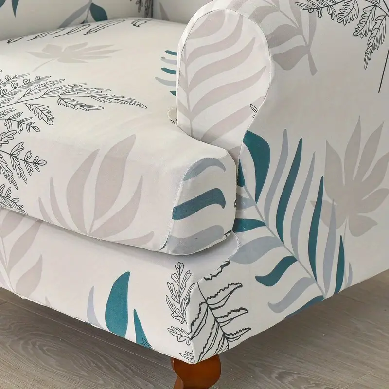 2pcs set leaf printed armchair slipcovers wingback chair cover non slip cover furniture protector for bedroom office living room home decor details 4