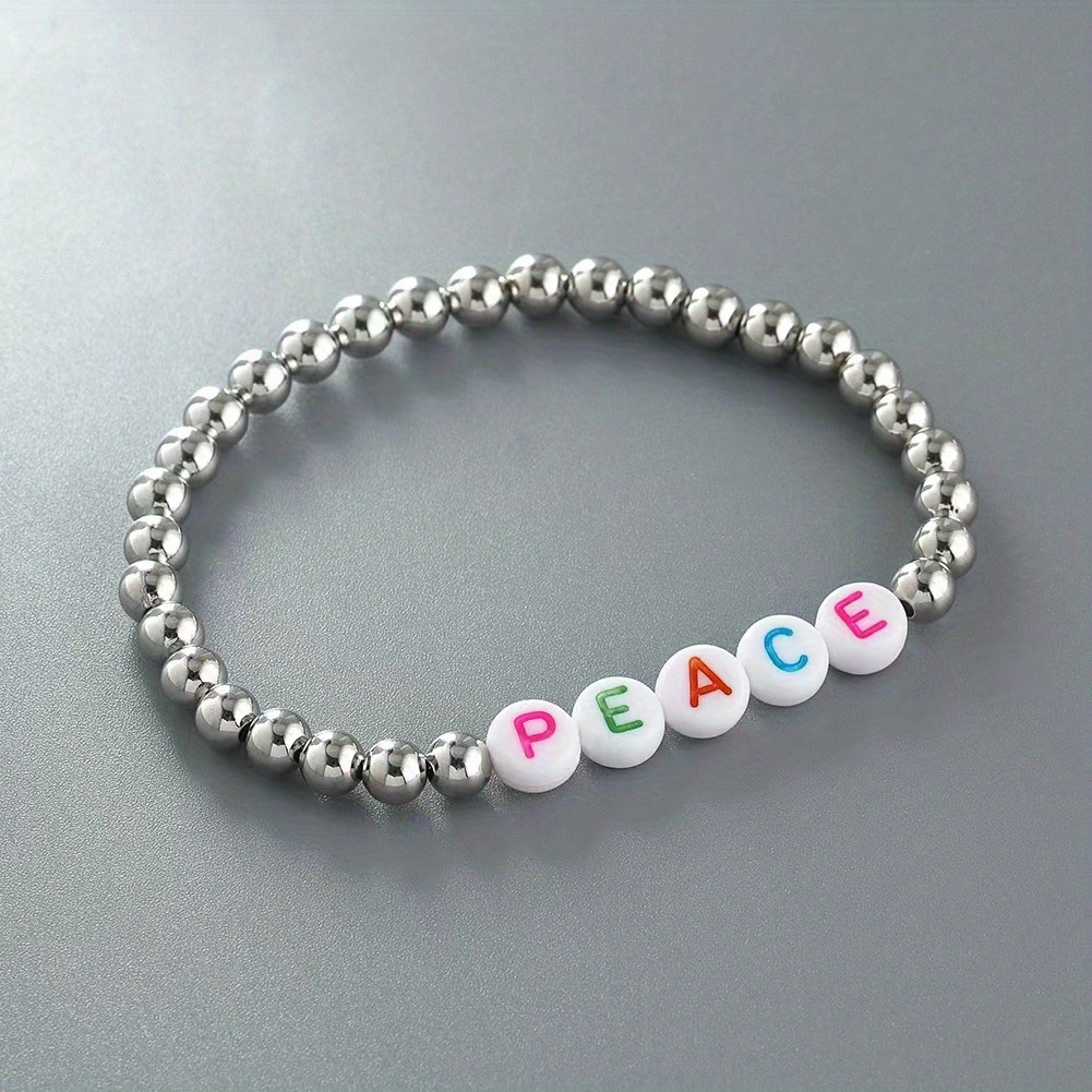 Letter Beads Encouragement Positive Energy English Words Beaded Bracelet for Girls Lucky Brave English Words Beads Kid's Bracelets Cute Gifts for