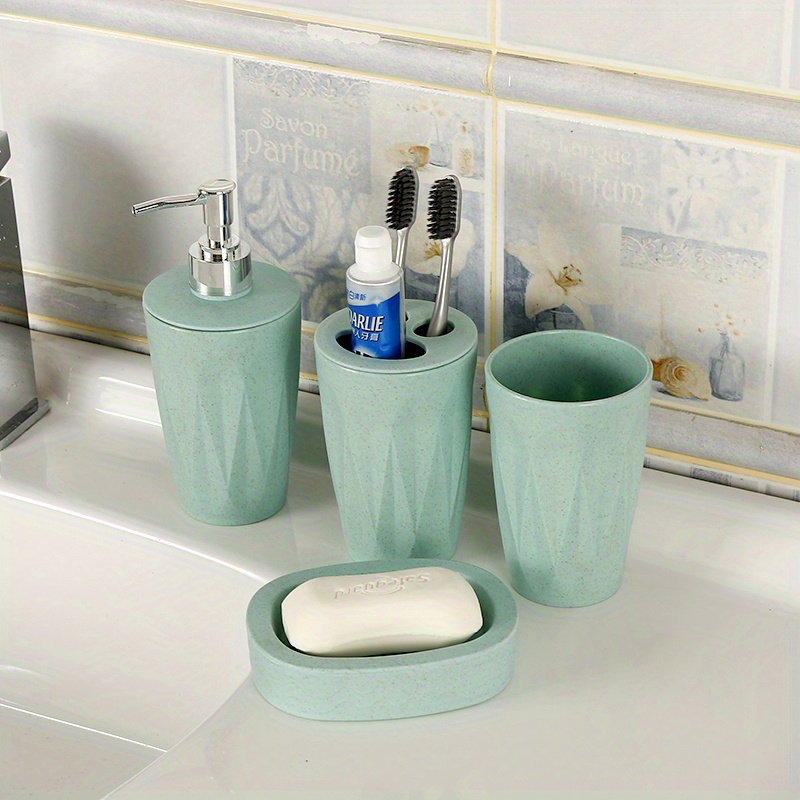 Juego de accesorios de baño hechos de piedra natural - Juego de 4  accesorios de baño incluye dispensador de jabón, soporte para cepillos de  dientes