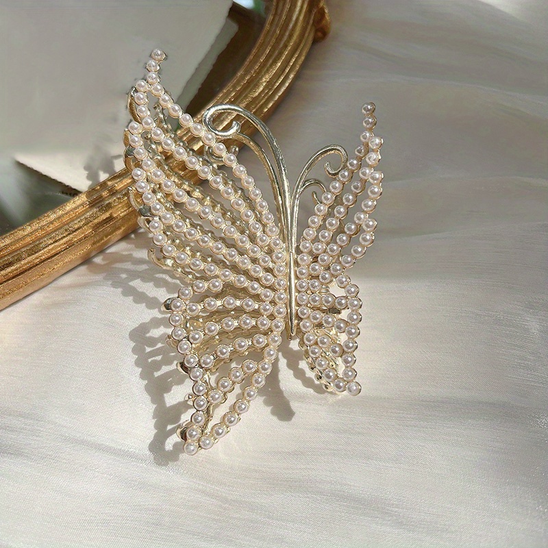 Golden Butterfly Crystal Hair Claw Clips