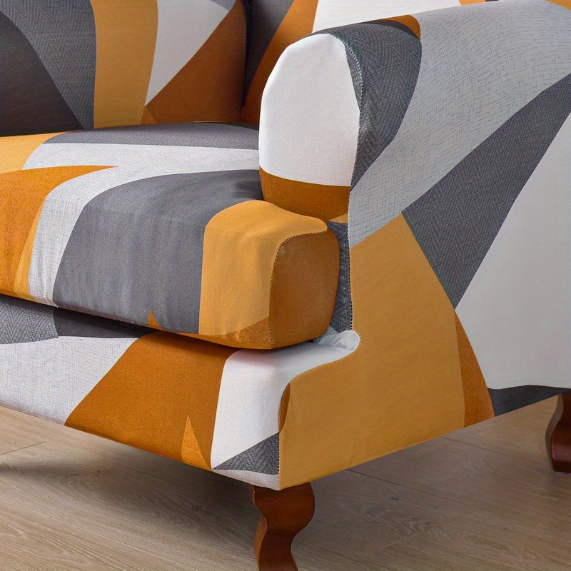 2pcs wingback chair slipcover american armchair slipcovers elastic chair cover for living room bedroom office bathroom kitchen home decor details 4