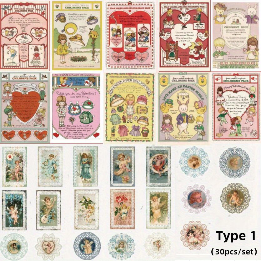 90 Pieces/ 2 Sets Vintage Scrapbook Paper Stickers Classic Old Stickers  Paper Old Journal Stickers Retro Paper Stickers for Personal Retro Crafts  Junk