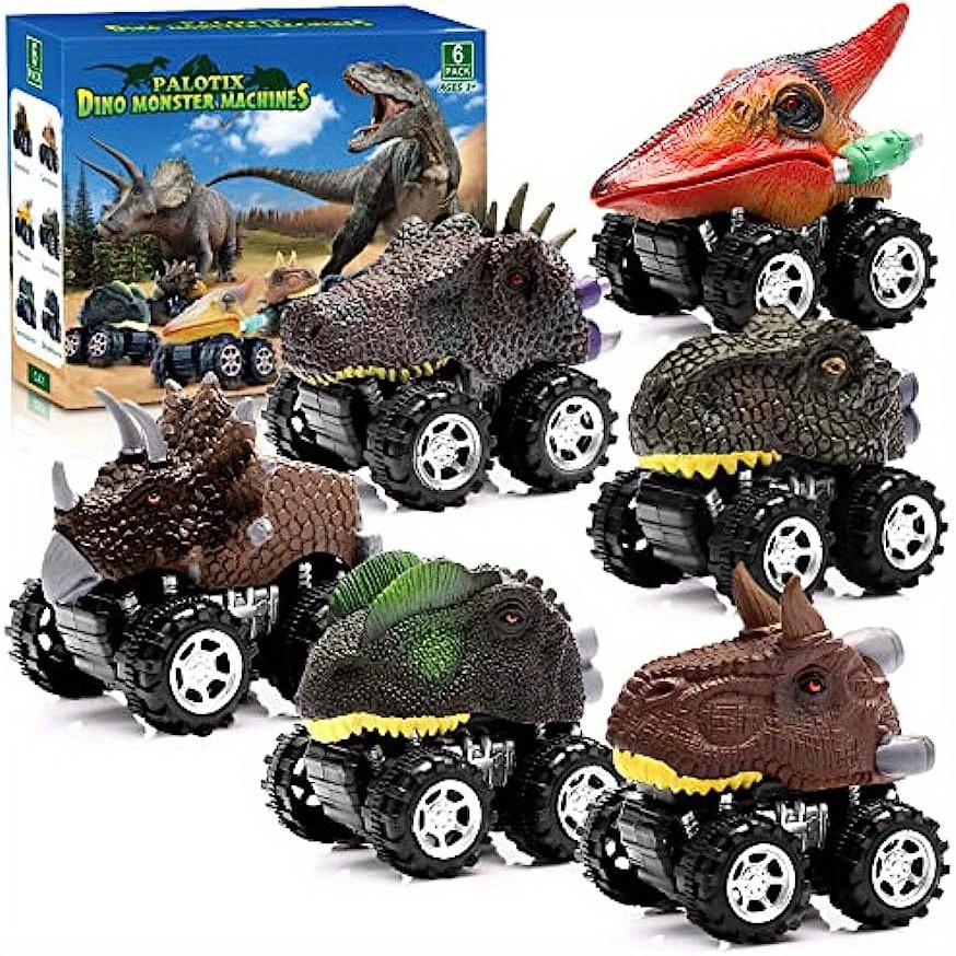 Carros de brinquedo de dinossauro 2 pacote friction powered jogo de  motocicleta T-rex e Triceratops Monster Dino Brinquedos para meninos idade  3,4