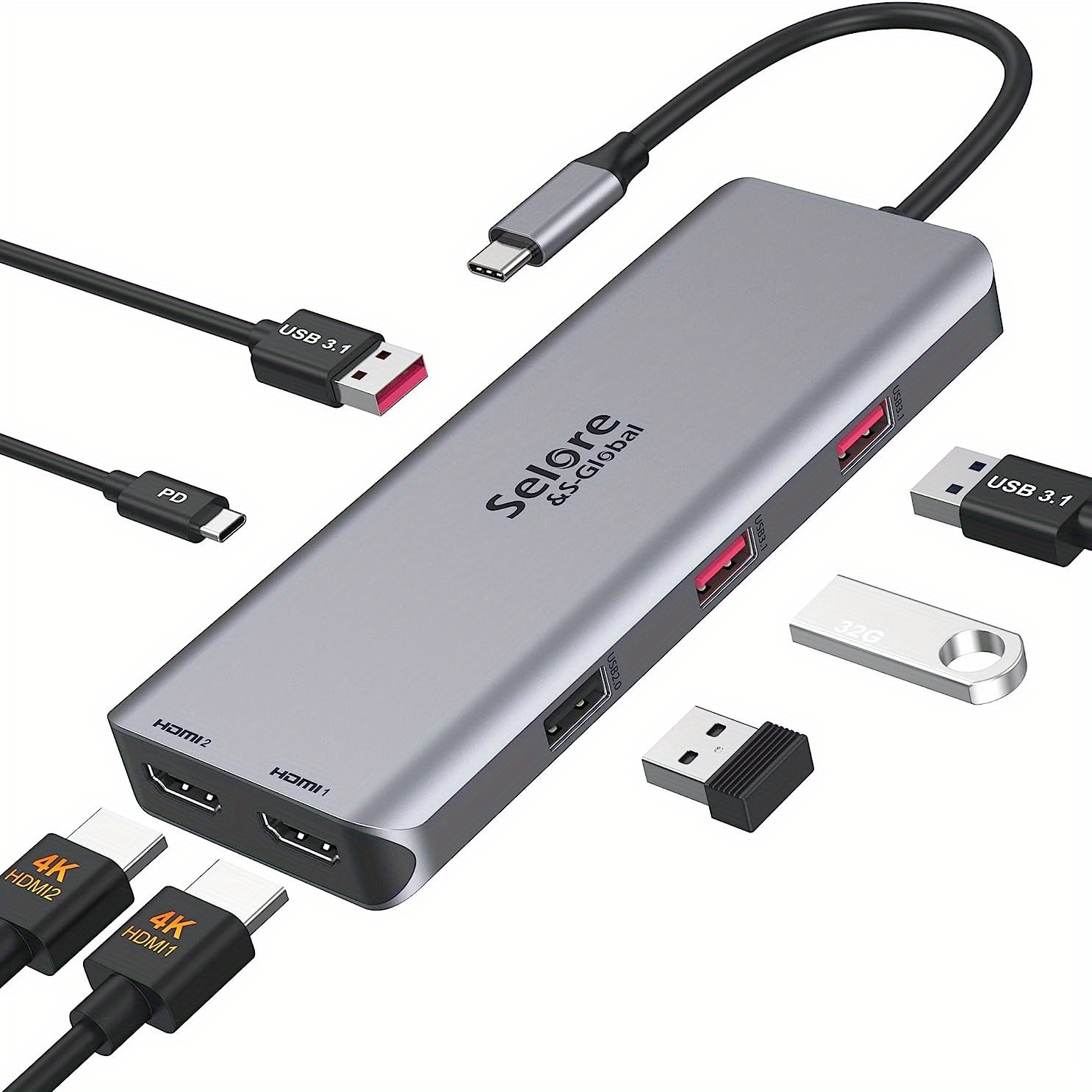 Selore Docking Station with Dual USB C 3.1 ( 9 in 1 )
