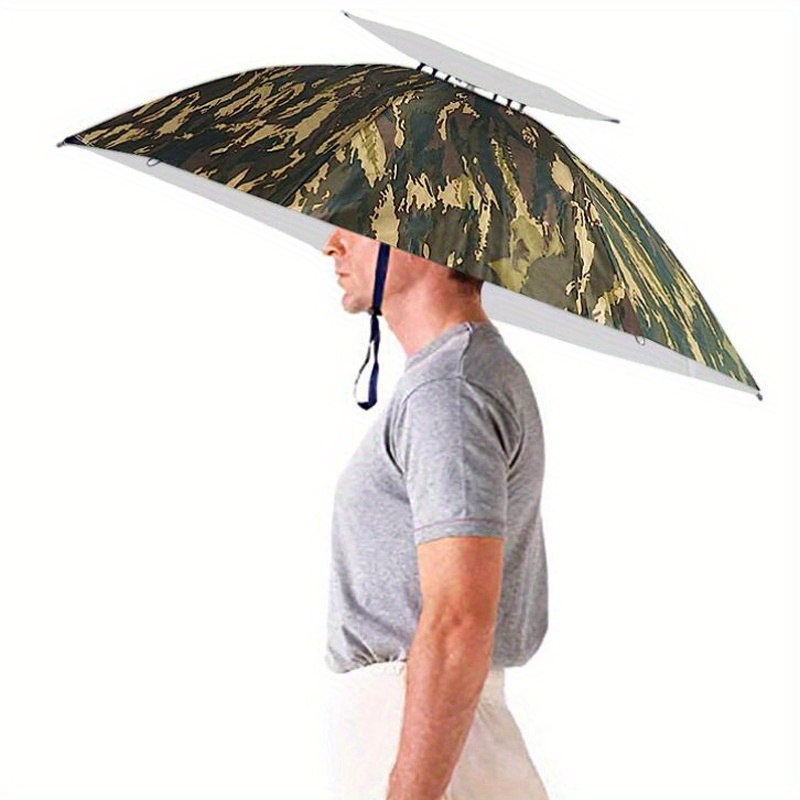Bocampty Umbrella Hat, 25 inch Fishing Umbrella Hat Hands Free UV Protection Umbrella Cap Adjustable Headwear for Fishing Golf Camping Beach
